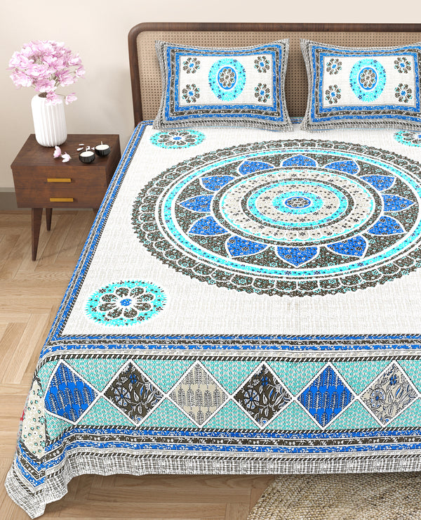 Jaipur Sanganeri Cotton Viscose Mix Bedsheet – Soft, Comfortable & Elegant (Buy 1 Get 1 Free)