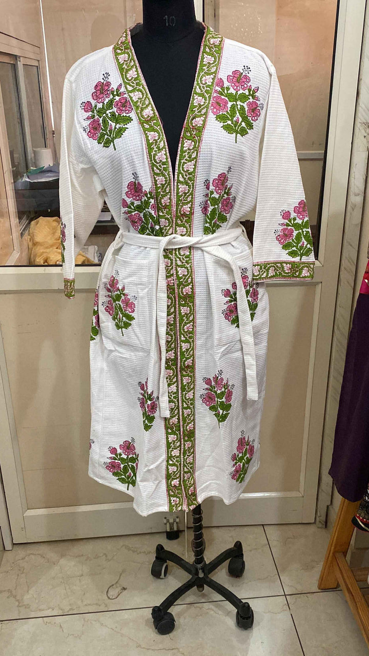 Premium Cotton Bath Robe – Free Size | Soft, Absorbent & Comfortable
