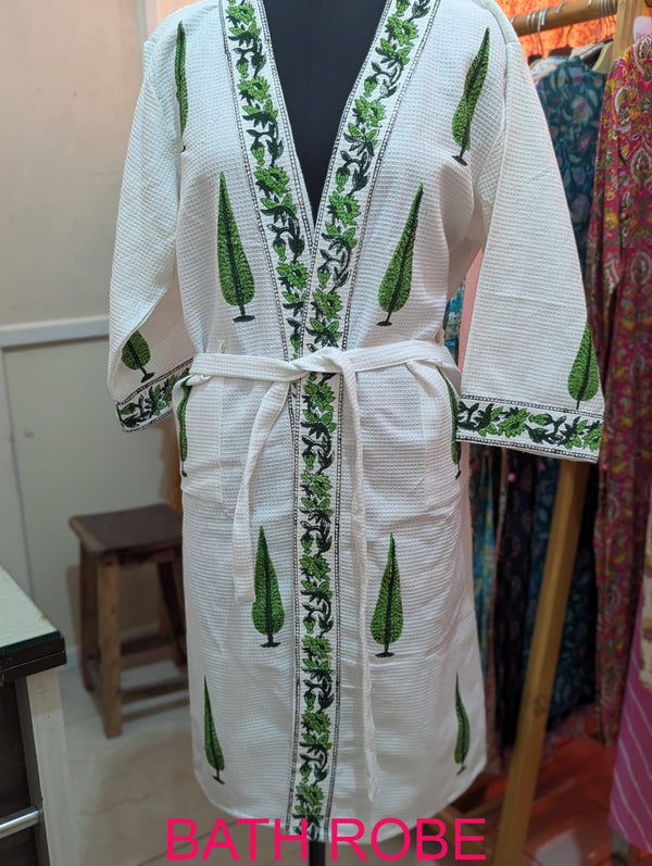 Premium Cotton Bath Robe – Free Size | Soft, Absorbent & Comfortable