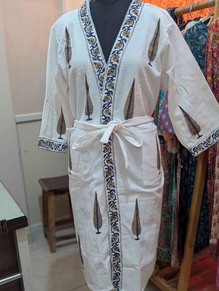 Premium Cotton Bath Robe – Free Size | Soft, Absorbent & Comfortable