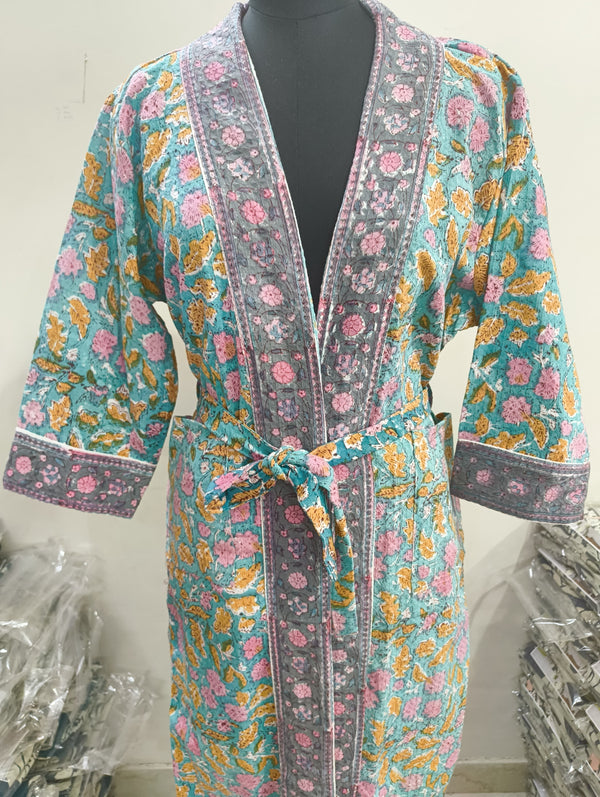 Premium Cotton Bath Robe – Free Size | Soft, Absorbent & Comfortable