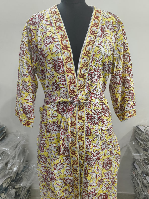 Premium Cotton Bath Robe – Free Size | Soft, Absorbent & Comfortable