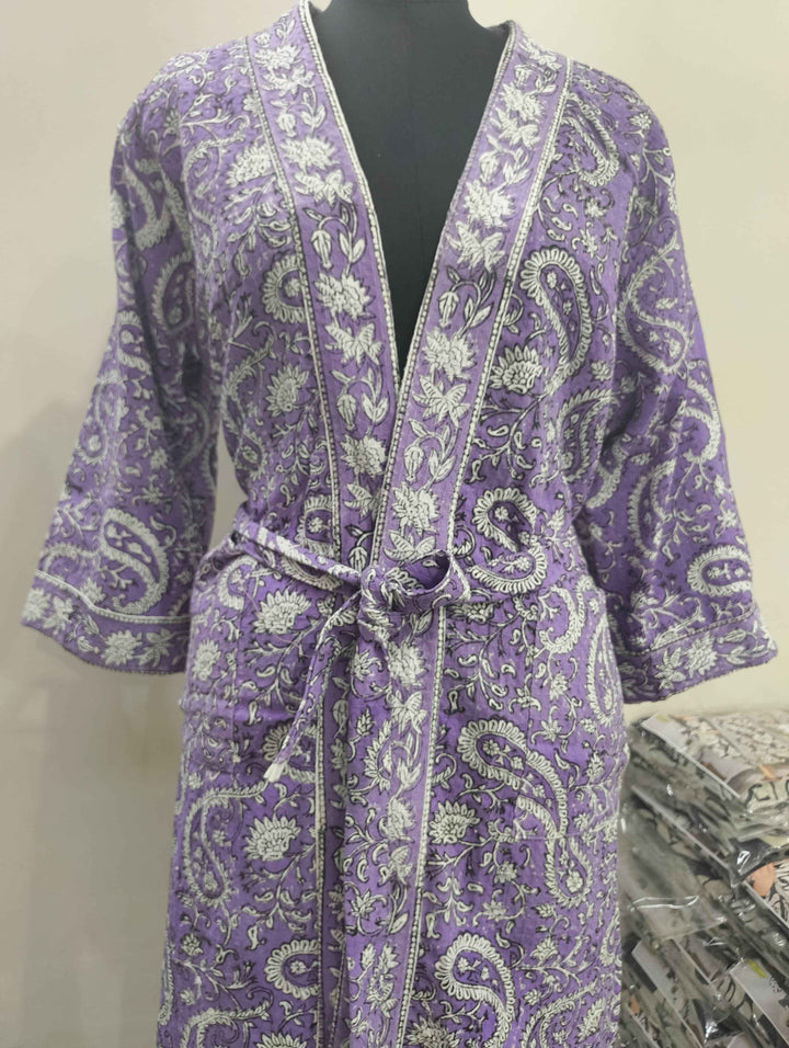 Premium Cotton Bath Robe – Free Size | Soft, Absorbent & Comfortable
