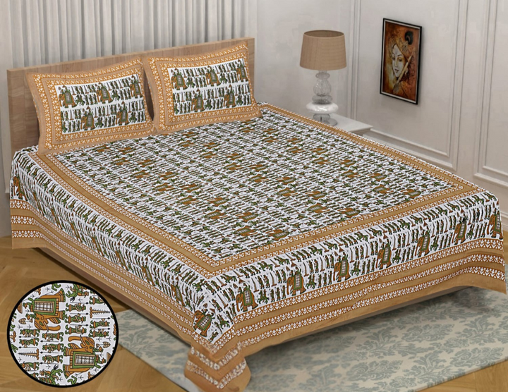 Jaipur Sanganeri Cotton Viscose Mix Bedsheet – Queen Size (90 x 100 inches) – Soft, Comfortable & Elegant (Buy 1 Get 1 Free) - Jaipuri Vibes