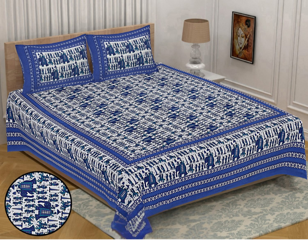 Jaipur Sanganeri Cotton Viscose Mix Bedsheet – Queen Size (90 x 100 inches) – Soft, Comfortable & Elegant (Buy 1 Get 1 Free) - Jaipuri Vibes