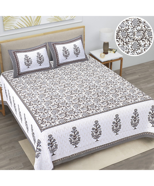 Jaipur Sanganeri Cotton Viscose Mix Bedsheet – Queen Size (90 x 100 inches) – Soft, Comfortable & Elegant (Buy 1 Get 1 Free) - Jaipuri Vibes