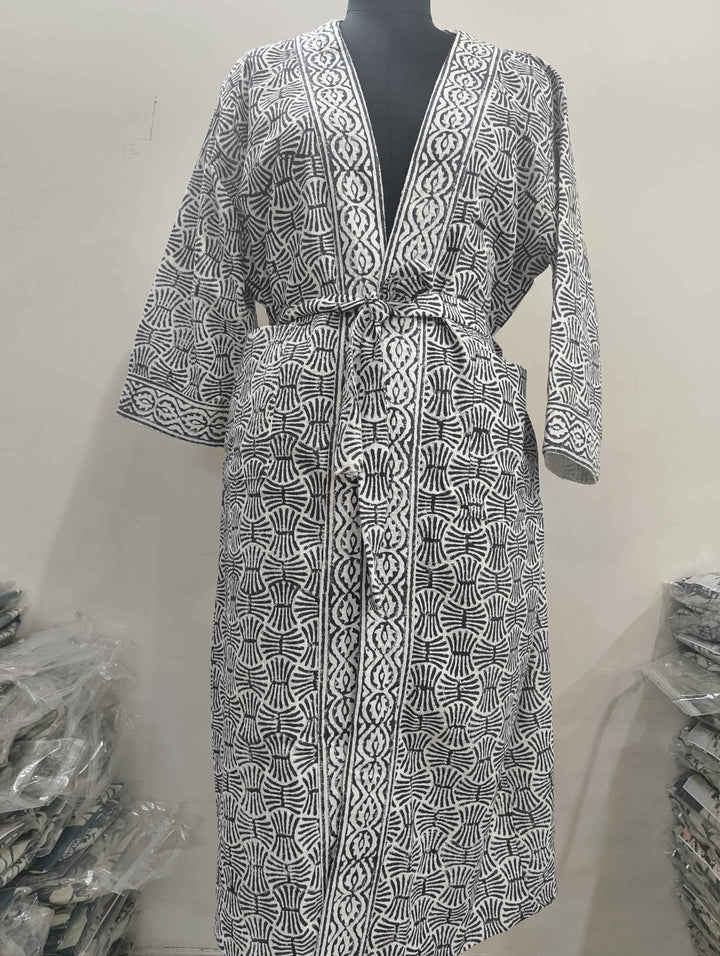 Premium Cotton Bath Robe – Free Size | Soft, Absorbent & Comfortable