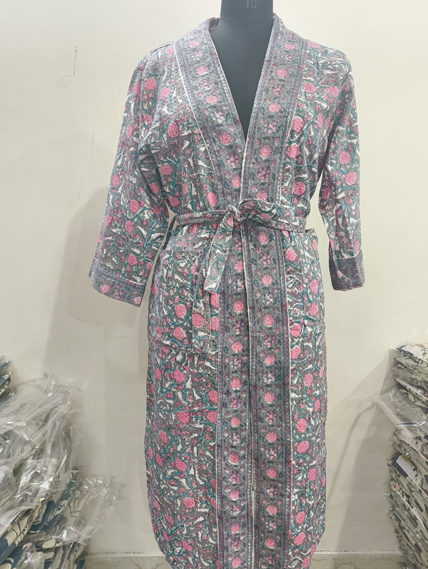 Premium Cotton Bath Robe – Free Size | Soft, Absorbent & Comfortable