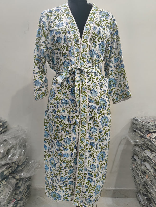 Premium Cotton Bath Robe – Free Size | Soft, Absorbent & Comfortable