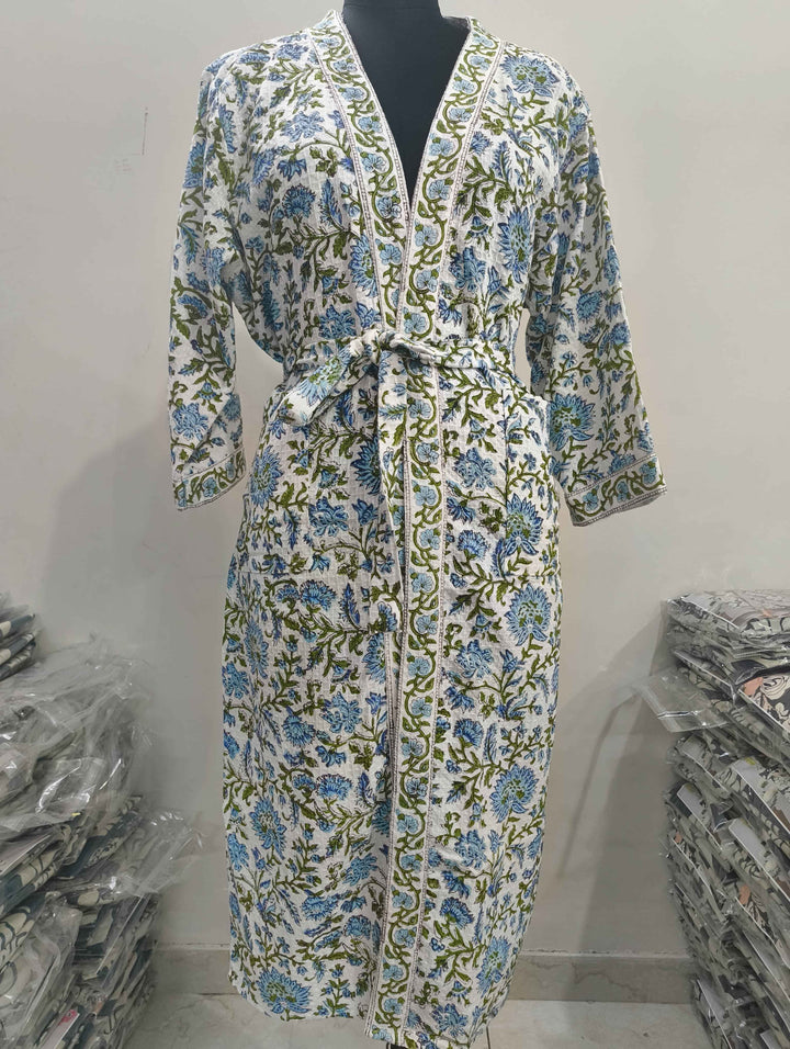 Premium Cotton Bath Robe – Free Size | Soft, Absorbent & Comfortable