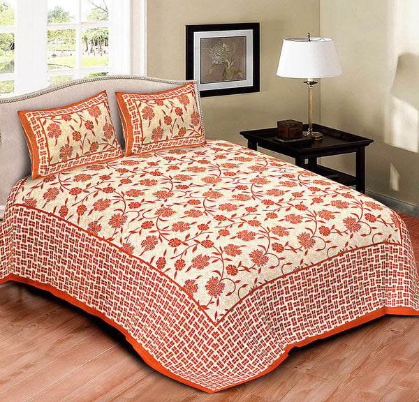 Jaipur Sanganeri Cotton Viscose Mix Bedsheet – Queen Size (90 x 100 inches) – Soft, Comfortable & Elegant (Buy 1 Get 1 Free) - Jaipuri Vibes