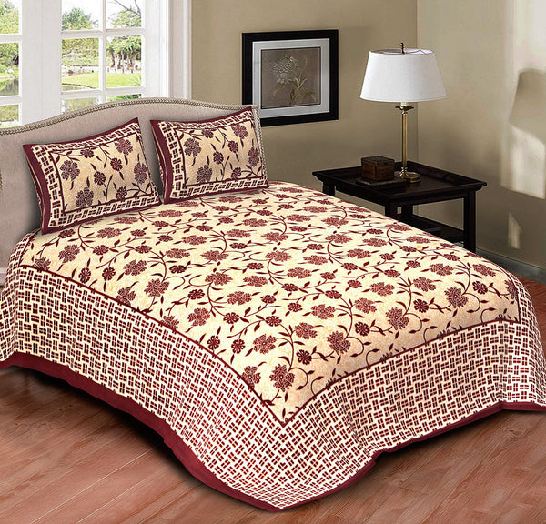 Jaipur Sanganeri Cotton Viscose Mix Bedsheet – Queen Size (90 x 100 inches) – Soft, Comfortable & Elegant (Buy 1 Get 1 Free) - Jaipuri Vibes