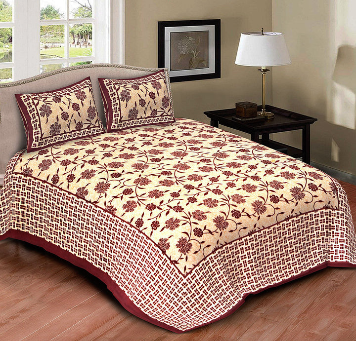 Jaipur Sanganeri Cotton Viscose Mix Bedsheet – Queen Size (90 x 100 inches) – Soft, Comfortable & Elegant (Buy 1 Get 1 Free) - Jaipuri Vibes