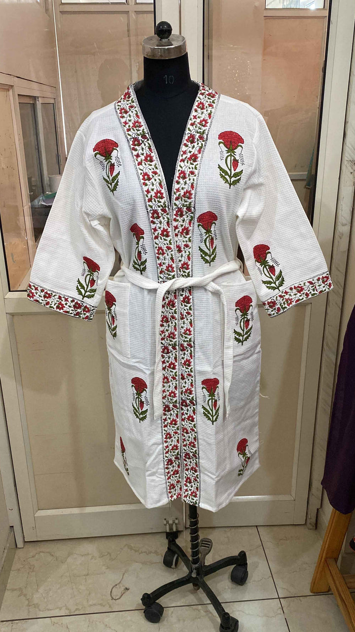 Premium Cotton Bath Robe – Free Size | Soft, Absorbent & Comfortable