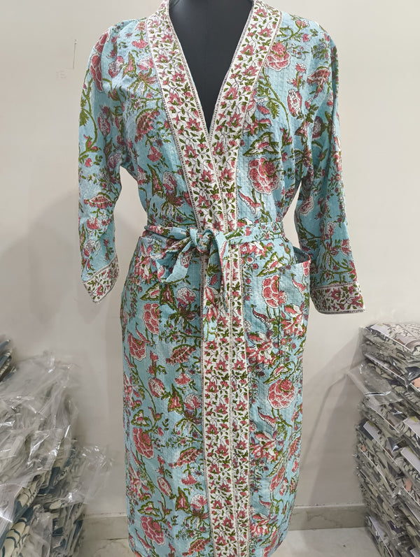 Premium Cotton Bath Robe – Free Size | Soft, Absorbent & Comfortable