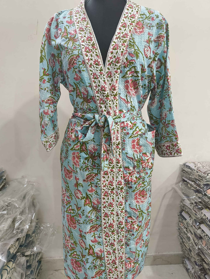 Premium Cotton Bath Robe – Free Size | Soft, Absorbent & Comfortable