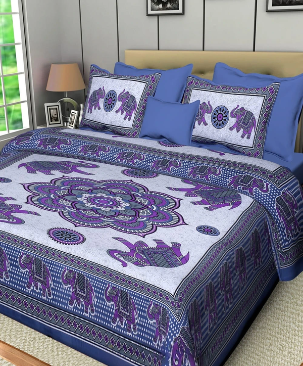 Jaipur Sanganeri Cotton Viscose Mix Bedsheet – Queen Size (90 x 100 inches) – Soft, Comfortable & Elegant (Buy 1 Get 1 Free) - Jaipuri Vibes