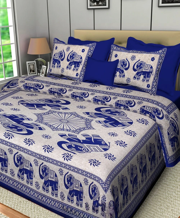 Jaipur Sanganeri Cotton Viscose Mix Bedsheet – Queen Size (90 x 100 inches) – Soft, Comfortable & Elegant (Buy 1 Get 1 Free) - Jaipuri Vibes