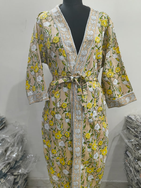 Premium Cotton Bath Robe – Free Size | Soft, Absorbent & Comfortable