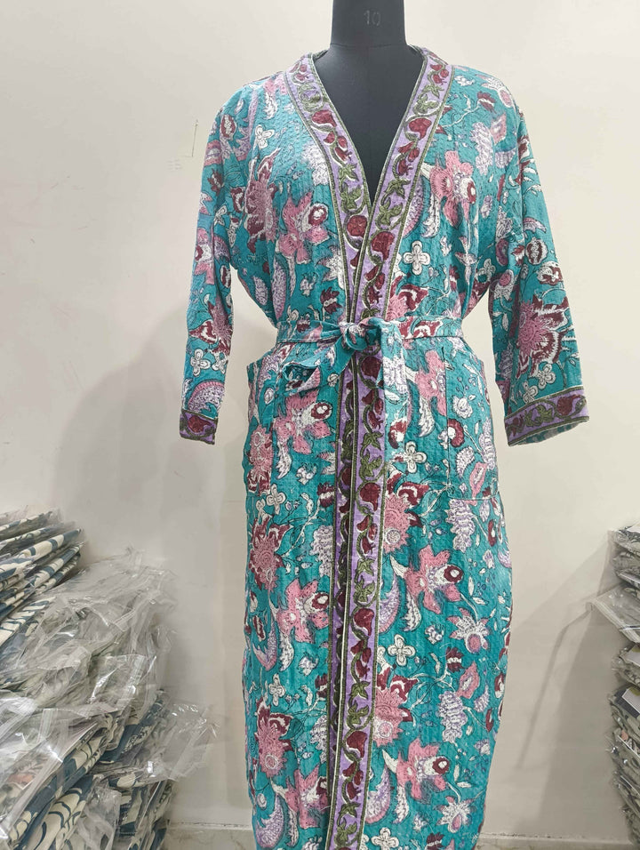 Premium Cotton Bath Robe – Free Size | Soft, Absorbent & Comfortable