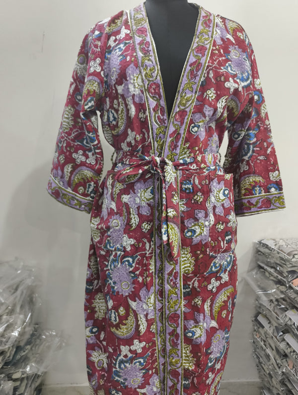 Premium Cotton Bath Robe – Free Size | Soft, Absorbent & Comfortable