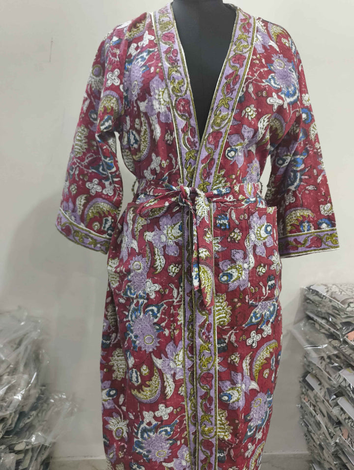 Premium Cotton Bath Robe – Free Size | Soft, Absorbent & Comfortable