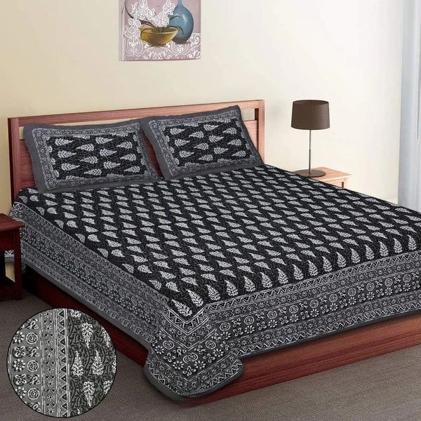 Jaipur Sanganeri Cotton Viscose Mix Bedsheet – Queen Size (90 x 100 inches) – Soft, Comfortable & Elegant (Buy 1 Get 1 Free) - Jaipuri Vibes