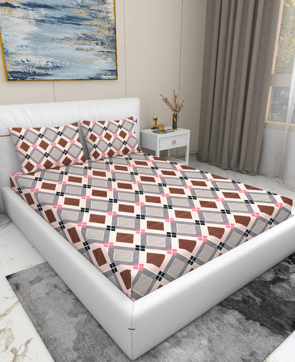 Jaipuri Cotton Queen Size Bookfold Bedsheet Gift Pack with 2 Pillow Covers – Geometric Design (90x100) - Jaipuri Vibes