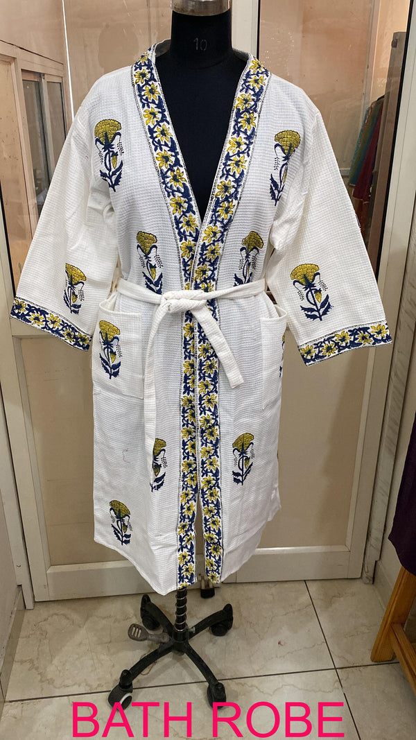 Premium Cotton Bath Robe – Free Size | Soft, Absorbent & Comfortable
