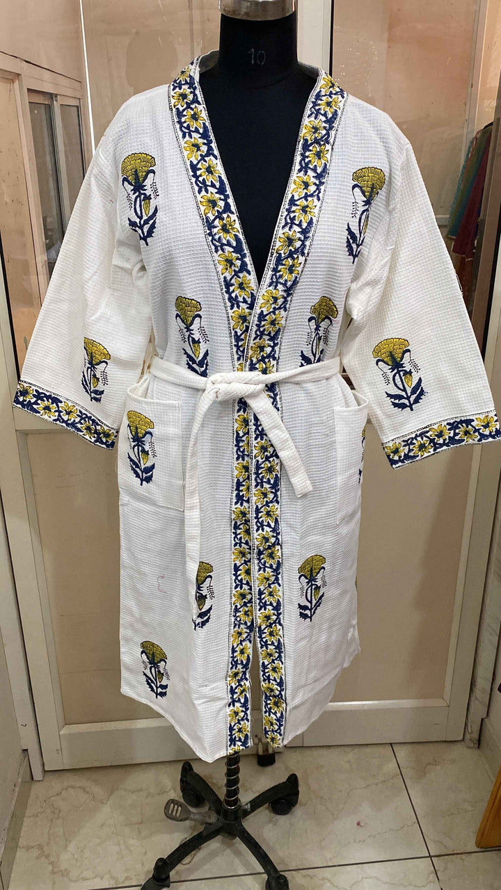 Premium Cotton Bath Robe – Free Size | Soft, Absorbent & Comfortable