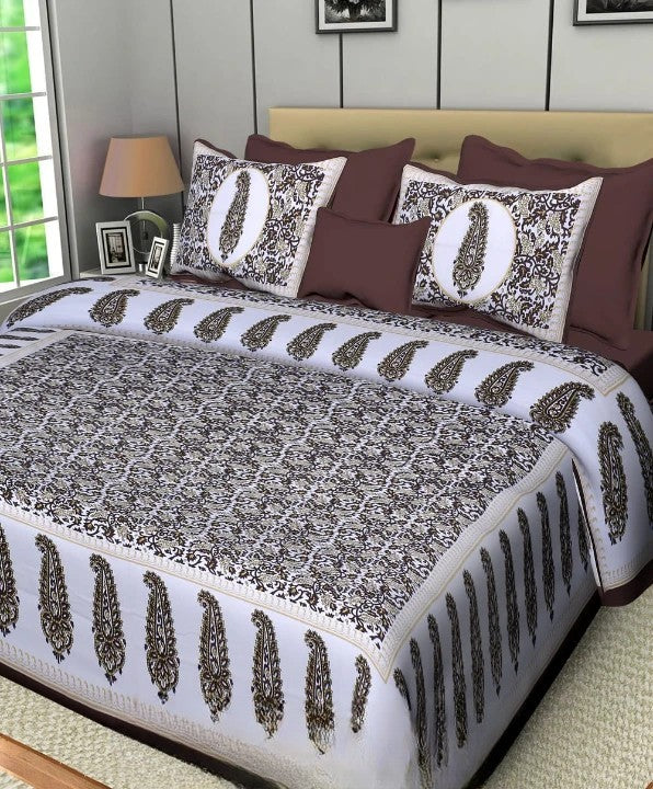 Jaipur Sanganeri Cotton Viscose Mix Bedsheet – Queen Size (90 x 100 inches) – Soft, Comfortable & Elegant (Buy 1 Get 1 Free) - Jaipuri Vibes
