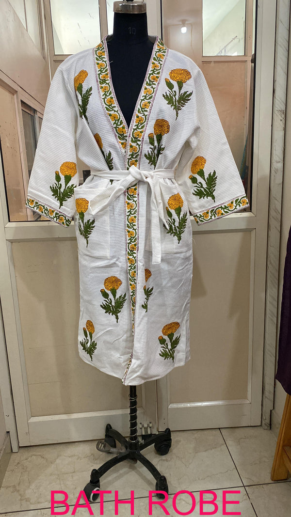 Premium Cotton Bath Robe – Free Size | Soft, Absorbent & Comfortable