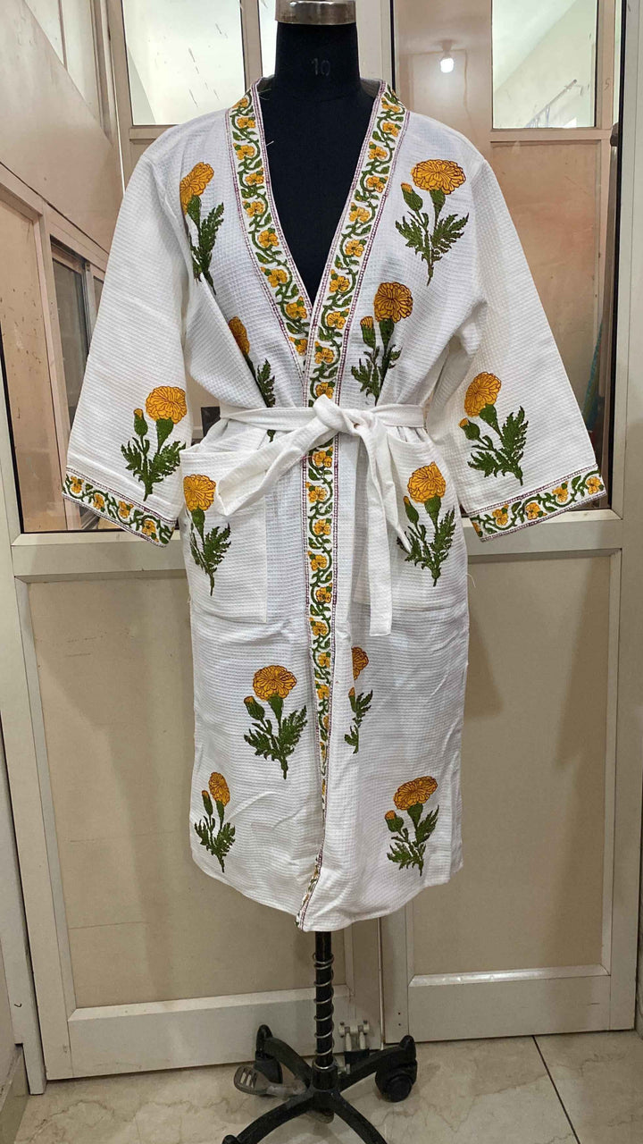 Premium Cotton Bath Robe – Free Size | Soft, Absorbent & Comfortable