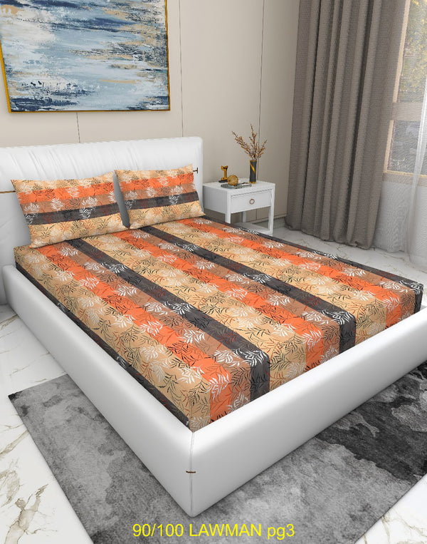 Jaipuri Cotton Queen Size Bookfold Bedsheet Gift Pack with 2 Pillow Covers – Striped Floral Design (90x100) - Jaipuri Vibes