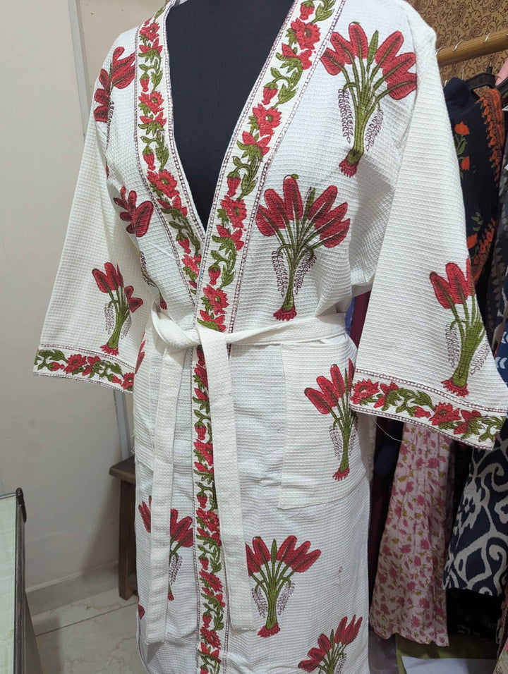 Premium Cotton Bath Robe – Free Size | Soft, Absorbent & Comfortable