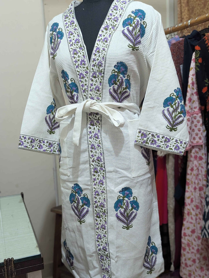 Premium Cotton Bath Robe – Free Size | Soft, Absorbent & Comfortable