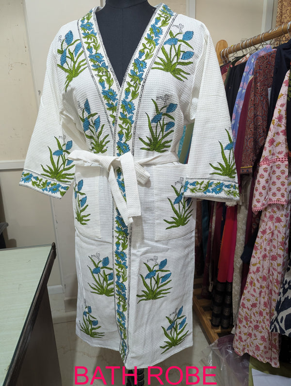 Premium Cotton Bath Robe – Free Size | Soft, Absorbent & Comfortable