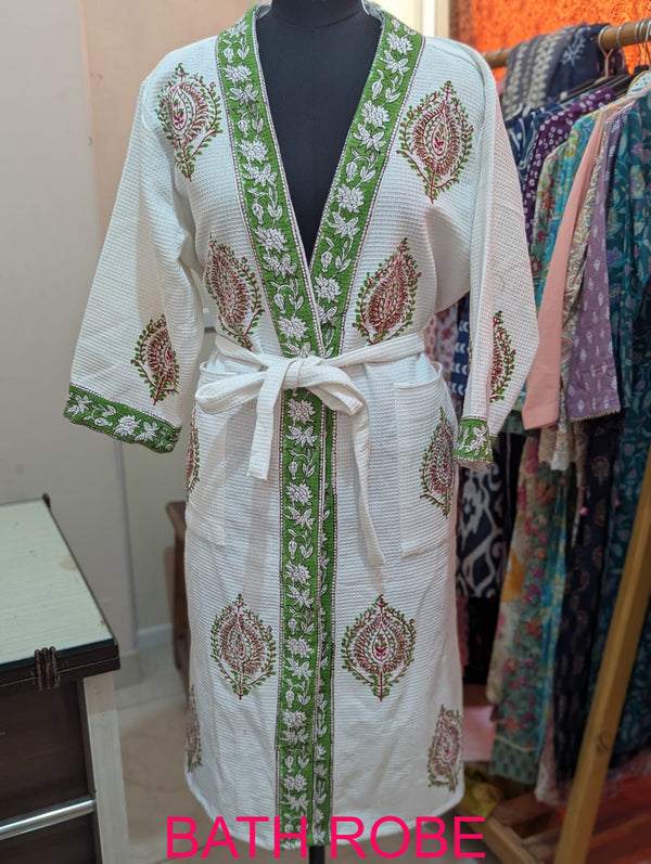 Premium Cotton Bath Robe – Free Size | Soft, Absorbent & Comfortable