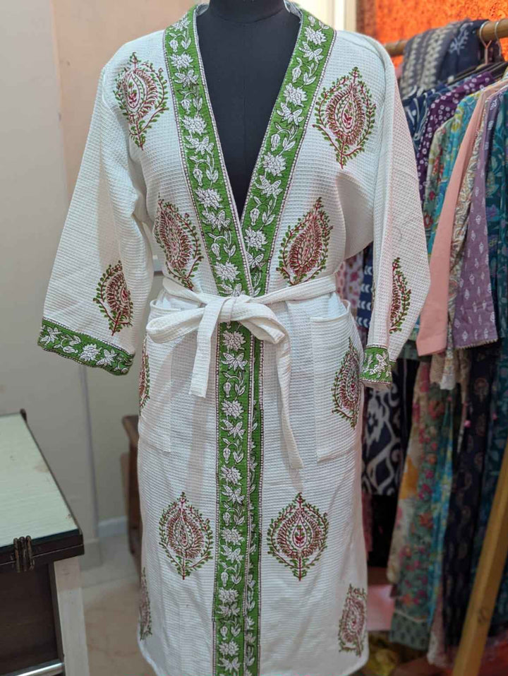 Premium Cotton Bath Robe – Free Size | Soft, Absorbent & Comfortable
