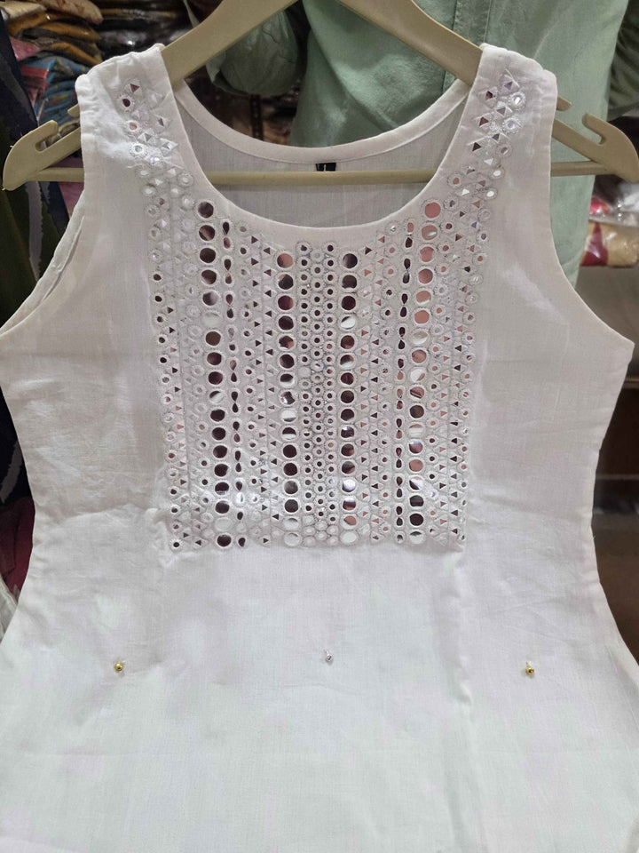 Sleeveless Cotton Flex Kurta with Palazzo Set | Heavy Mirror Embroidery Work | Summer Collection