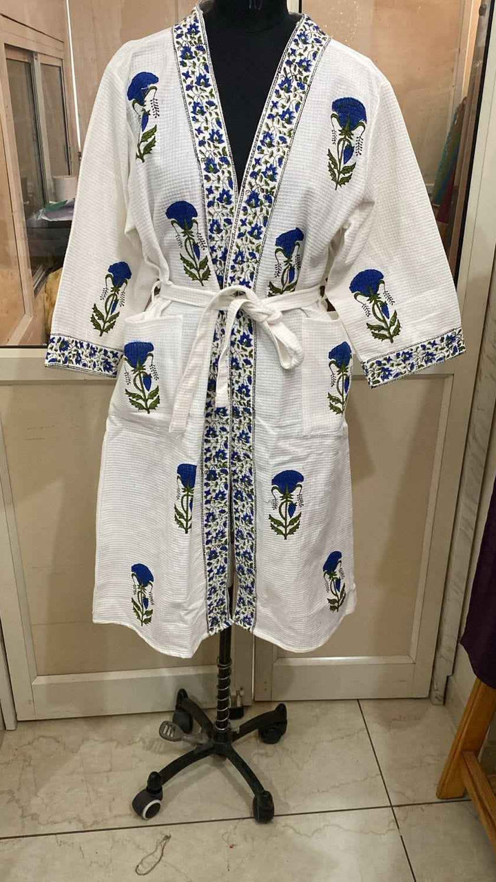 Premium Cotton Bath Robe – Free Size | Soft, Absorbent & Comfortable