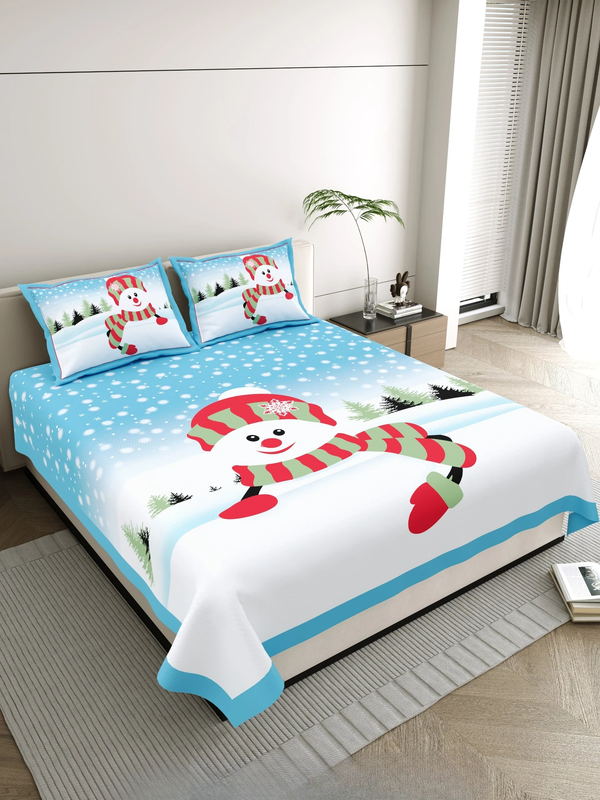 Jaipuri Cotton King Size Double Bed Sheet with 2 Pillow Covers – Basil Floral Print (108x108) - Jaipuri Vibes
