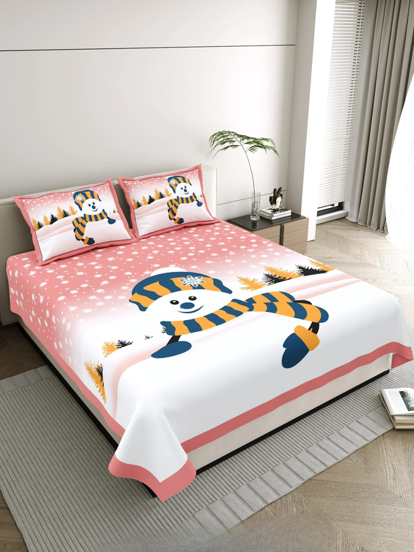 Jaipuri Cotton King Size Double Bed Sheet with 2 Pillow Covers – Basil Floral Print (108x108) - Jaipuri Vibes