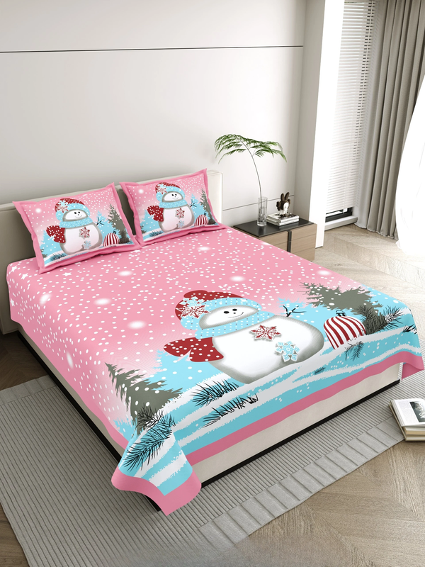 Jaipuri Cotton King Size Double Bed Sheet with 2 Pillow Covers – Basil Floral Print (108x108) - Jaipuri Vibes