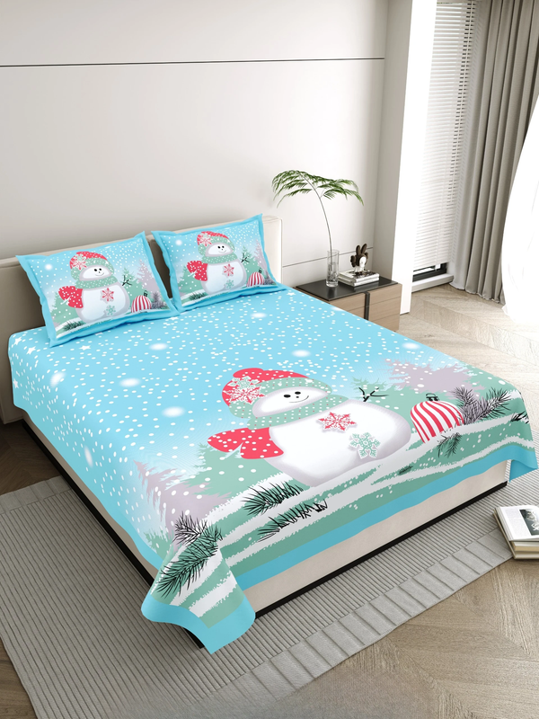 Jaipuri Cotton King Size Double Bed Sheet with 2 Pillow Covers – Basil Floral Print (108x108) - Jaipuri Vibes