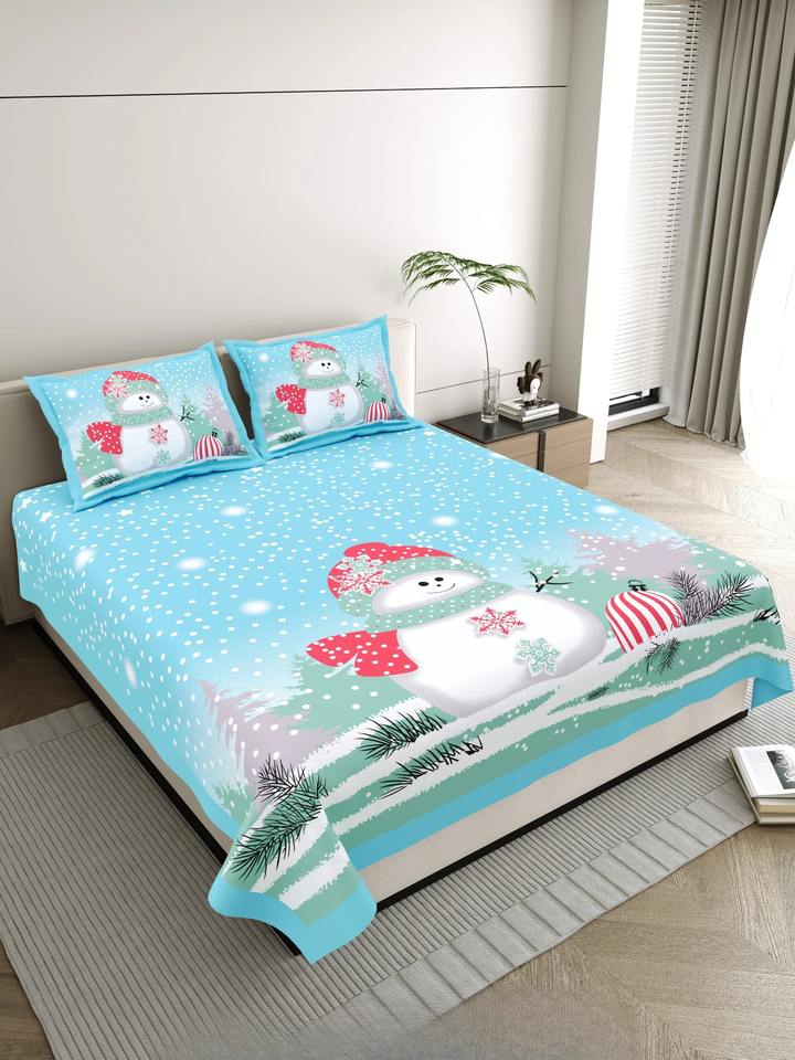 Jaipuri Cotton King Size Double Bed Sheet with 2 Pillow Covers – Basil Floral Print (108x108) - Jaipuri Vibes