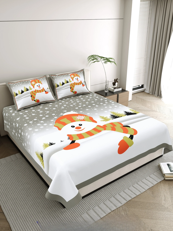 Jaipuri Cotton King Size Double Bed Sheet with 2 Pillow Covers – Basil Floral Print (108x108) - Jaipuri Vibes