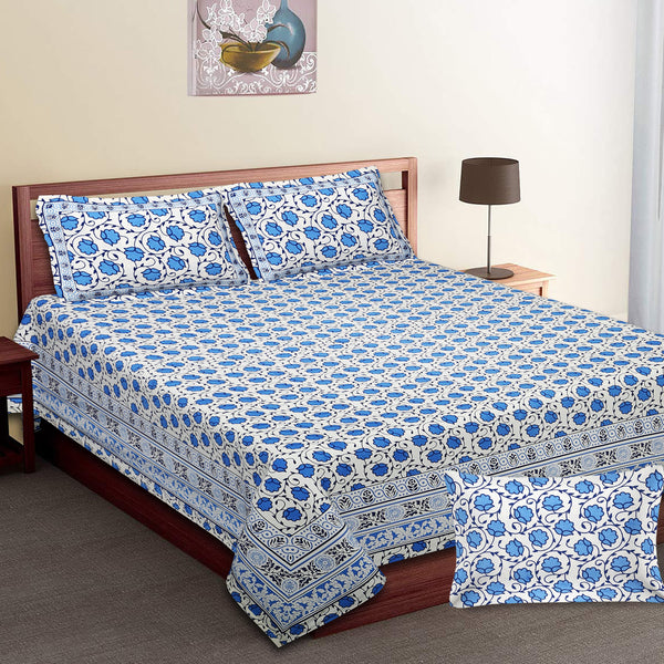 Luxury Cotton Bedsheet (120x120 inches) with 2 Pillow Covers – Soft & Stylish