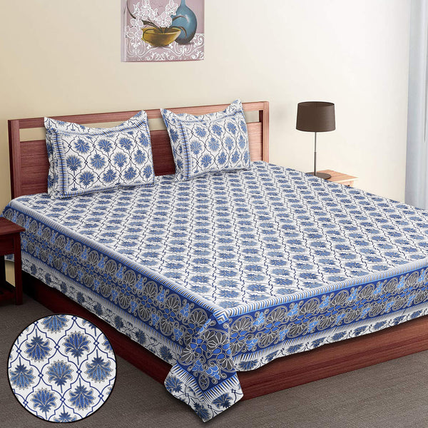 Luxury Cotton Bedsheet (120x120 inches) with 2 Pillow Covers – Soft & Stylish