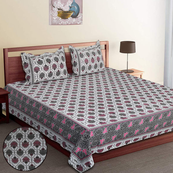 Luxury Cotton Bedsheet (120x120 inches) with 2 Pillow Covers – Soft & Stylish